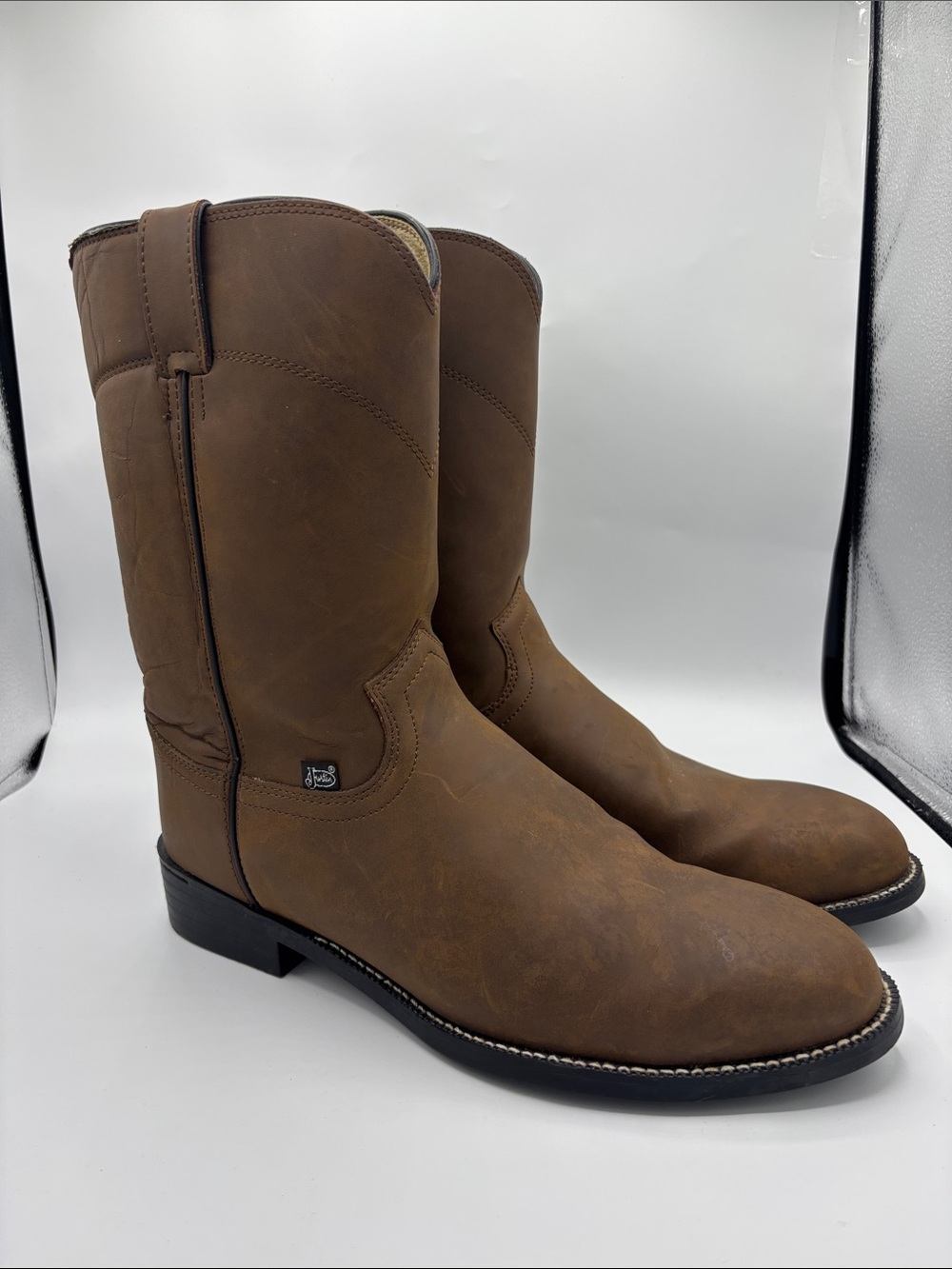 Justin Boots Men's Brown Pull-On Western Work Boots